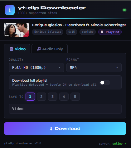 yt-dlp Chrome Extension UI